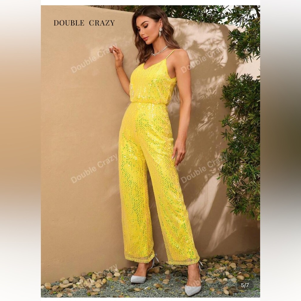 Double Crazy yellow sequin sparkle shein Jumpsuit party Taylor swift swifties